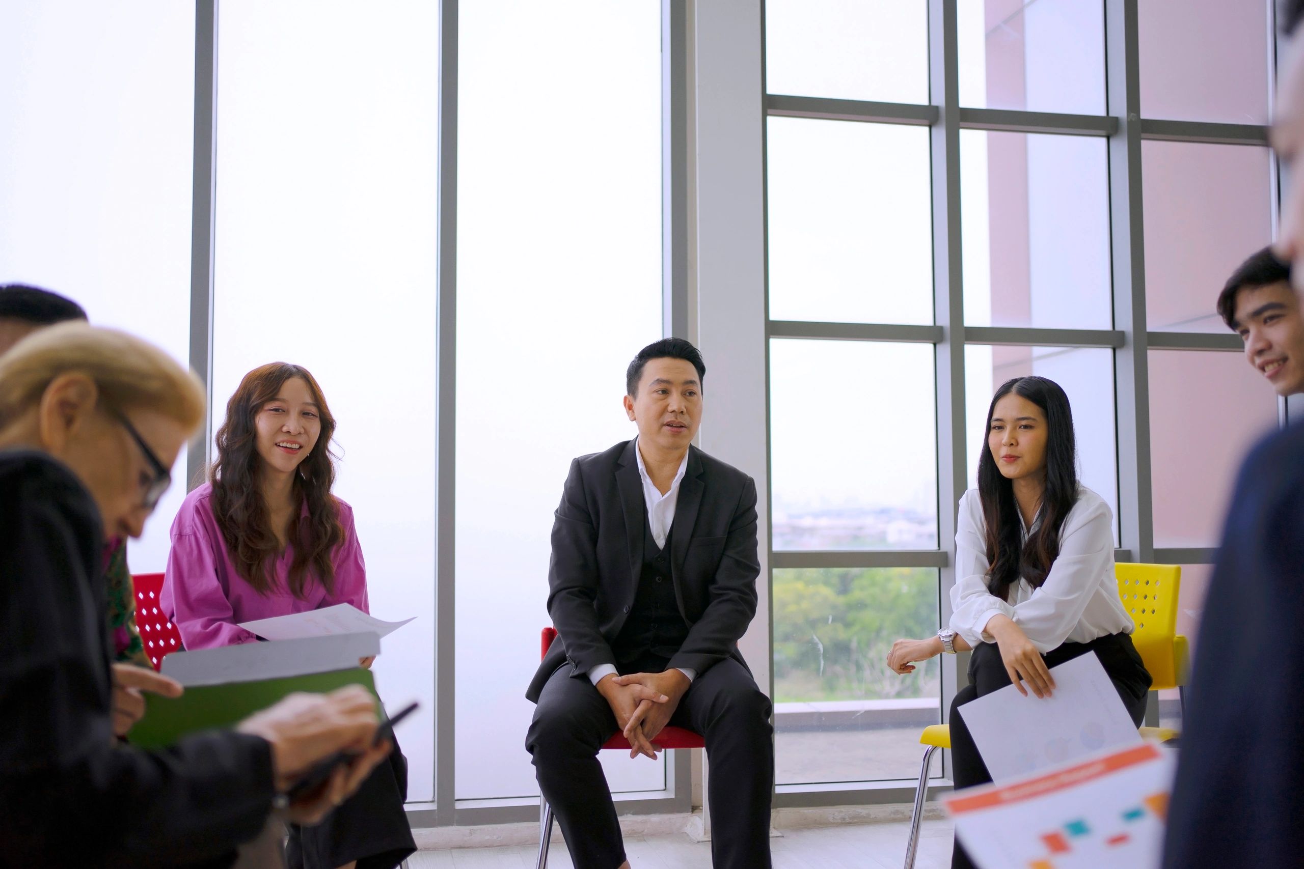 Team members engaged in a collaborative training session